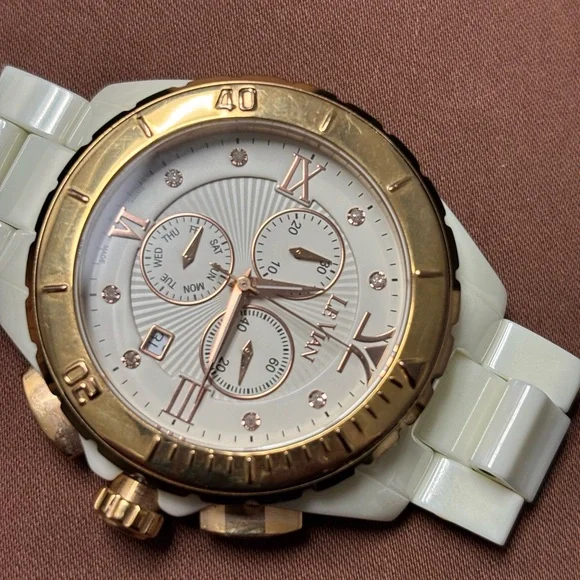Le Vian Gold and White Chronograph Watch - Picture 8 of 11